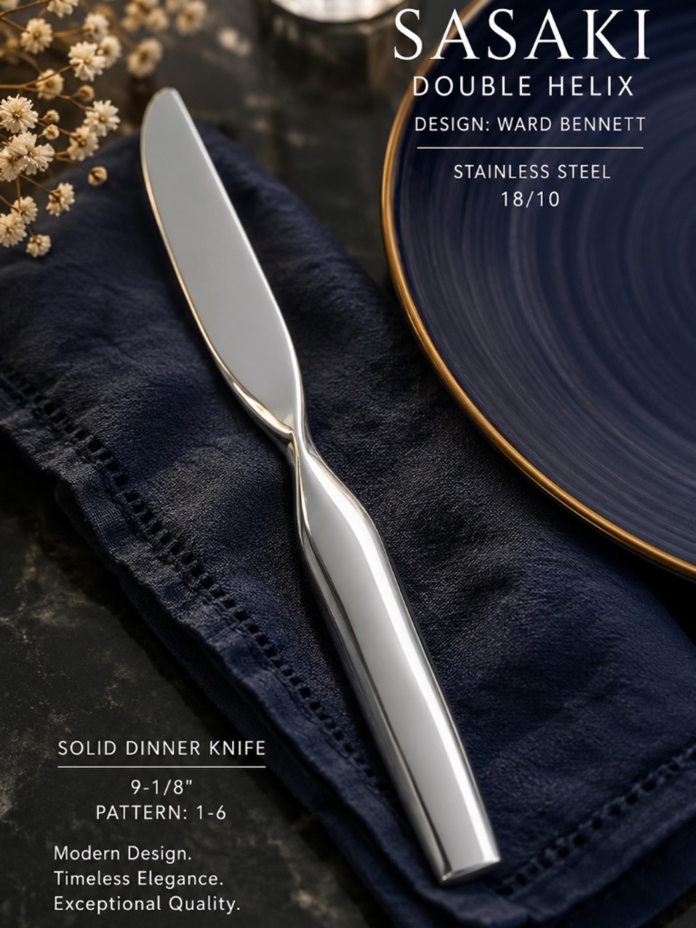 Modern Solid Knife Double Helix (Stainless) by SASAKI (Japan)